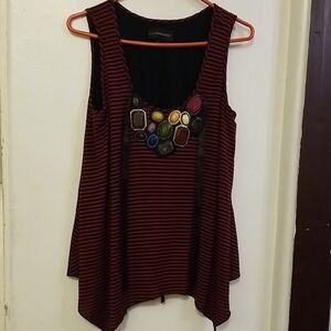 Corey Lynn Calter Red and Black Striped Tank Top
